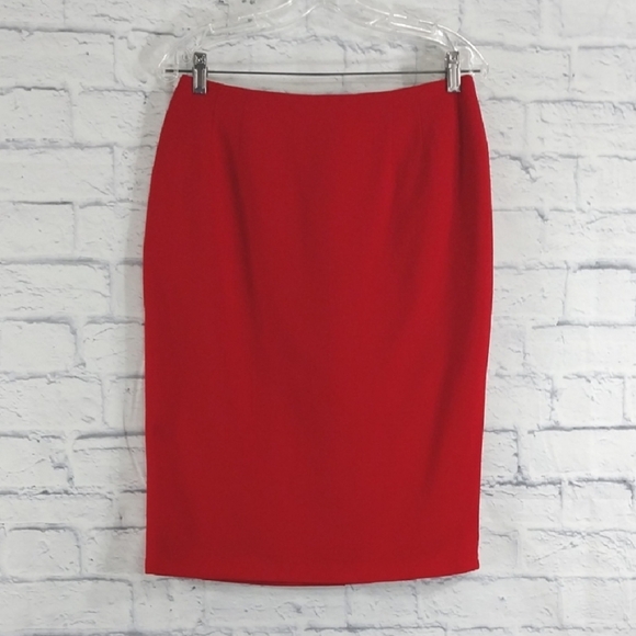 🔵BOGO FREE🔵 NWT Linda Allard Ellen Tracy Red Wool Skirt Sz 12 - Picture 1 of 6
